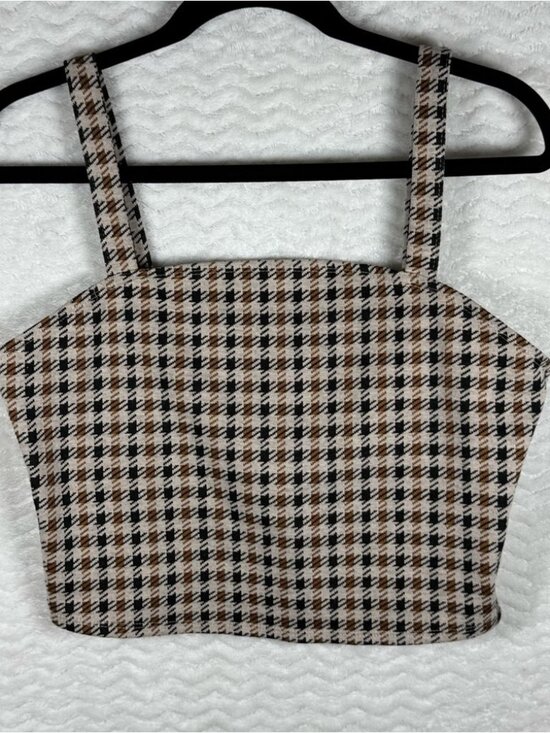 Tops - Crop Top Black, Brown White. Size Large.